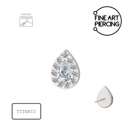 Top Briana – Piercing Push Pin de Titanio en Forma de Lágrima con Circonitas