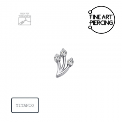 Piercing titanio Top Carla push pin tres circonitas oreja nariz rook