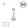 Piercing ombligo de titanio con doble circonia y rosca interna
