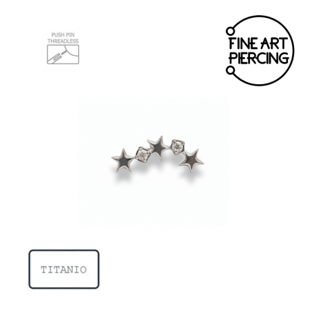 Piercing de titanio con diseño de estrellas y circonitas para el helix