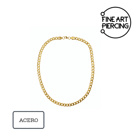Collar Cadena Cubana de Acero Dorado (7mm)