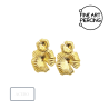 Pendientes largos de acero inoxidable dorado con diseño de flor ondulada.