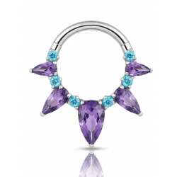 Joya piercing de la migraña Daith aro titanio con piedras de color