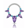 Joya piercing de la migraña Daith aro titanio con piedras de color