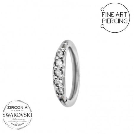 Aro clicker con circonitas en colores transparente y rosa, varias medidas