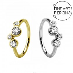 Aro clicker de acero quirúrgico con circonitas, disponible en dorado o plateado
