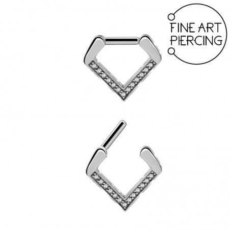 Aro clicker de acero quirúrgico con circonitas en forma de triángulo