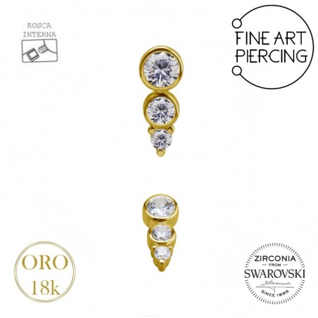 Top de oro 18k con circonitas de Swarovski para piercing, elegante y seguro