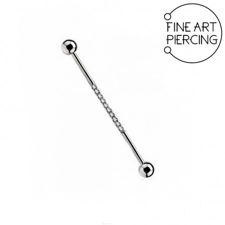 Barra recta para piercing industrial con circonitas