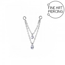 Cadena doble de acero quirúrgico con circonitas, compatible con clickers y tops