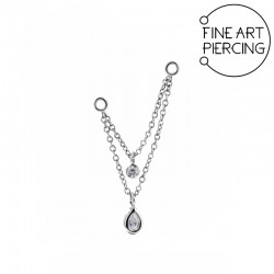Cadena doble de acero quirúrgico con circonitas de perfil para piercings