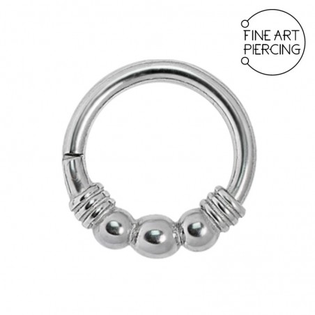 Aro Clicker Bali con 3 bolitas decorativas de acero quirúrgico