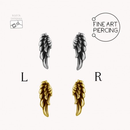 Top en forma de ala de acero quirúrgico con baño de oro 24k