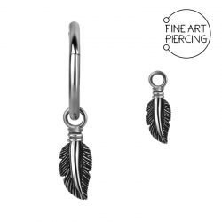 Charm en forma de pluma en acero quirúrgico 316L, seguro y elegante