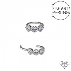 Aro clicker de acero quirúrgico con 3 circonitas, fácil de cerrar