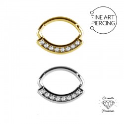 Aro clicker ovalado de acero quirúrgico con circonitas para daith y septum