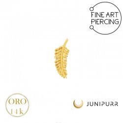 Top en forma de pluma de oro 14k, sistema threadless seguro