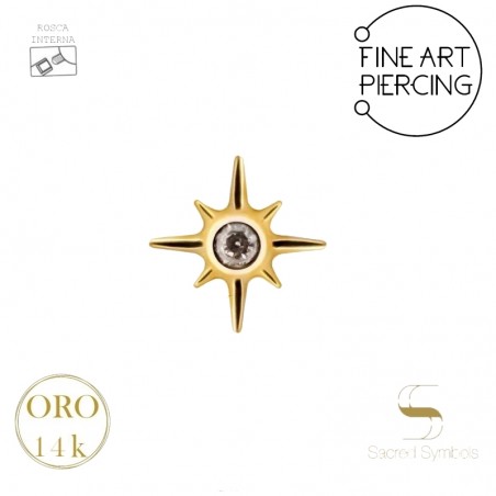 Top de oro 14k con circonita en forma de estrella