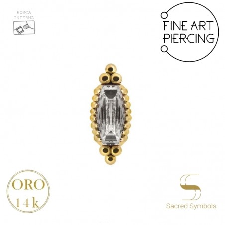 Top de rosca interna en oro de 14K con circonita, marca Sacred Symbols