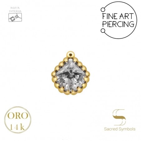 Top de rosca interna de oro 14K con circonita, marca Sacred Symbols Jewelry