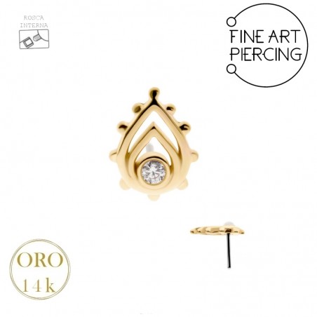Top de oro 14K con circonita para piercings