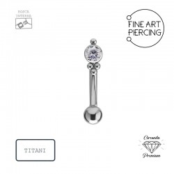 Banana de titanio con rosca interna y circonita para piercings en ceja y rook, hipoalergénica y resistente