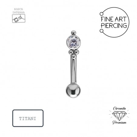 Banana de titanio con rosca interna y circonita para piercings en ceja y rook, hipoalergénica y resistente