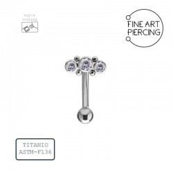 Barra banana de titanio con circonitas para piercings en ceja, rook y vertical labret - Joyería hipoalergénica y duradera
