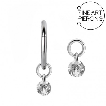 Charm con circonita flotante en acero quirúrgico SS316L, tamaño 3 mm