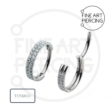 Aro clicker doble Arlet con circonitas en titanio hipoalergénico para piercing