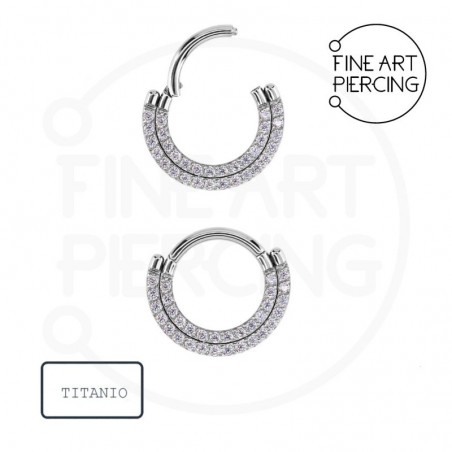 Aro Clicker Queralt en titanio con doble circonita