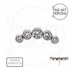 Top threadless de titanio con cinco circonitas para helix