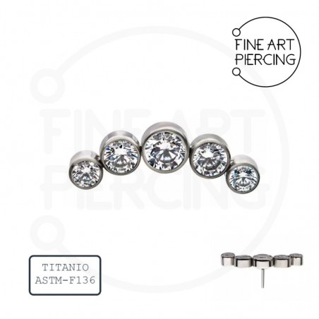Top threadless de titanio con cinco circonitas para helix