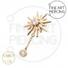 Piercing top Estel push pin con diseño de estrella en oro 14K