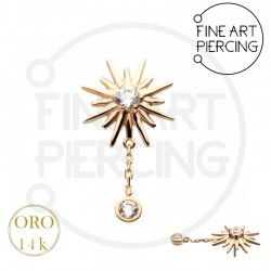 Top Estel en oro 14K en forma de estrella con circonita colgante