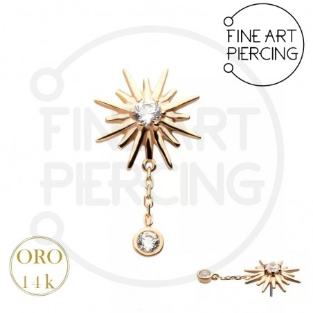 Top Estel en oro 14K en forma de estrella con circonita colgante