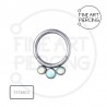 Aro clicker Eva de titanio con 3 ópalos sintéticos blancos, seguro y elegante