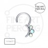 Aro clicker de titanio con ópalos blancos, ideal para septum y lóbulo