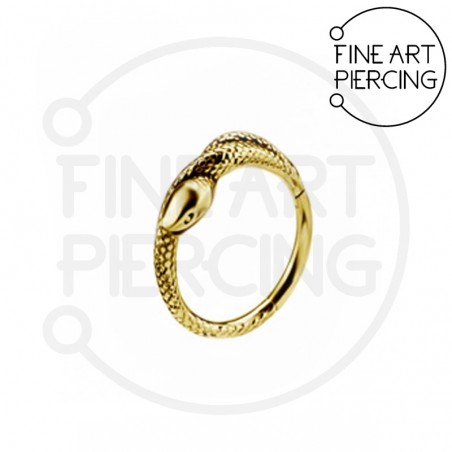 Aro clicker Snake Gold en forma de serpiente, acero quirúrgico con baño de oro de 24K