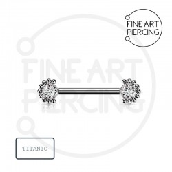 Piercing para pezón Clara en titanio con circonitas de 4 mm, sistema threadless o push pin