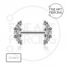 Piercing de titanio para pezón, modelo Magda, con circonitas y pulido espejo