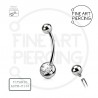 Piercing ombligo titanio con circonita blanca