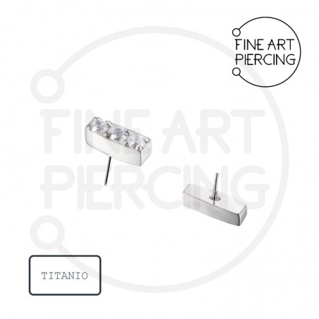 Top Push Pin en titanio con tres circonitas