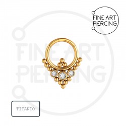 Aro clicker Becky en titanio con baño de oro