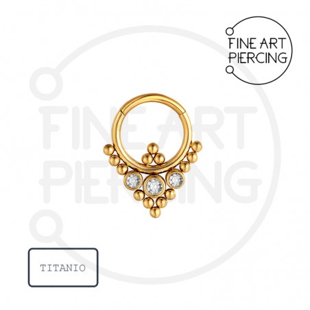 Aro clicker Becky en titanio con baño de oro