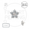 Piercing top floral con circonitas de titanio push pin