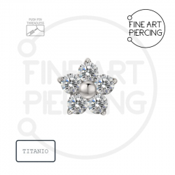 Top de titanio en forma de flor con 5 circonitas
