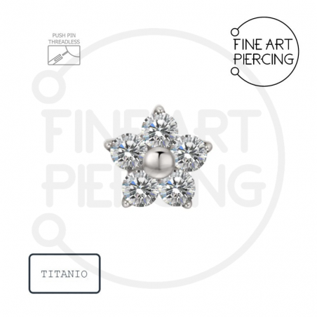 Top de titanio en forma de flor con 5 circonitas